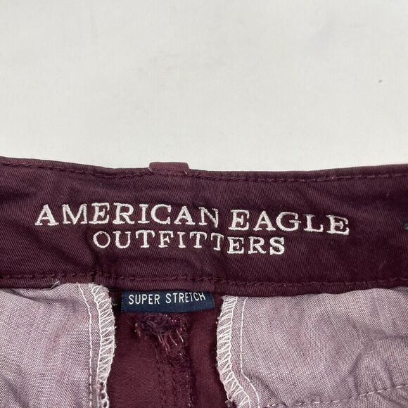 American Eagle Midi Shorts Maroon Sz 2 Super Stretch 5" Inseam 30" Waist - Picture 3 of 5